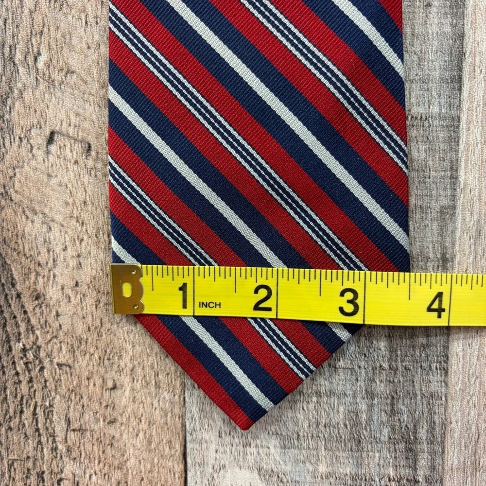 Vintage Polo Ralph Lauren Tie Mens OS Red Blue Silk Stripe Made In Italy Preppy